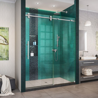 Enigma-XO 76" High x 54" Wide Sliding Frameless Shower Door with Clear Glass - image 1