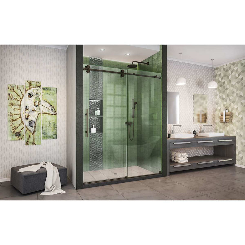 Enigma-XO 76" High x 54" Wide Sliding Frameless Shower Door with Clear Glass - image 2