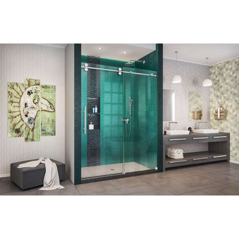 Enigma-XO 76" High x 54" Wide Sliding Frameless Shower Door with Clear Glass - image 4