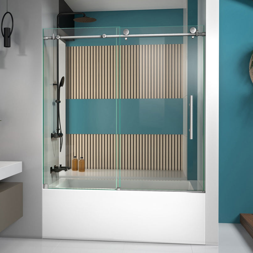 Enigma-X 62" High x 59" Wide Sliding Frameless Shower Door with Clear Glass - image 1