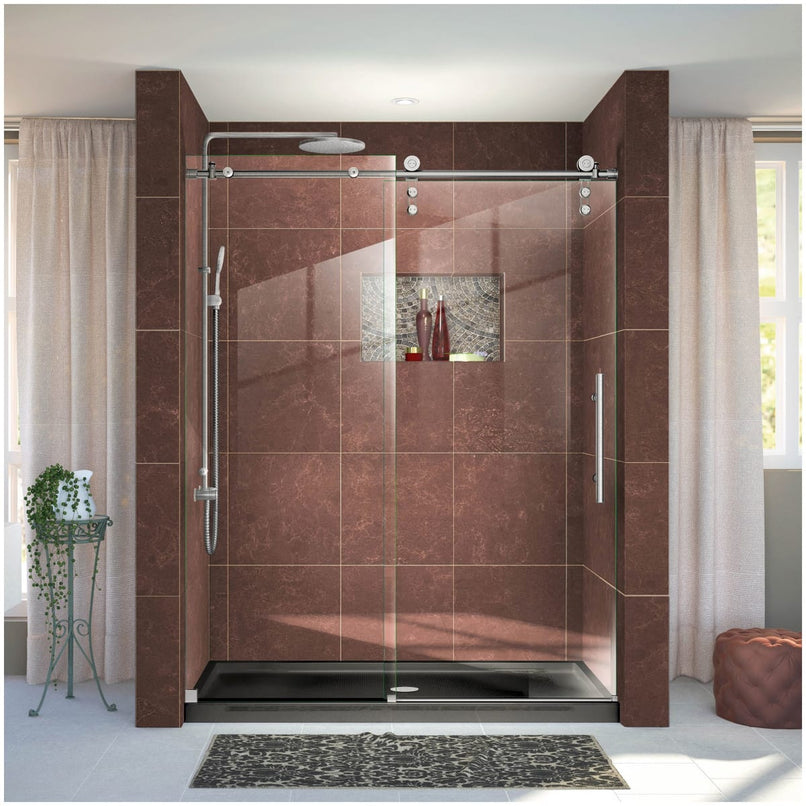 Enigma-Z 76" High x 60" Wide Sliding Frameless Shower Door with Clear Glass - image 1