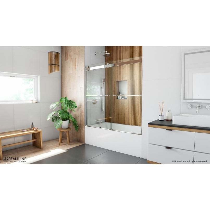 Sapphire 60" High x 60" Wide Bypass Frameless Tub Door with Clear Glass - image 2