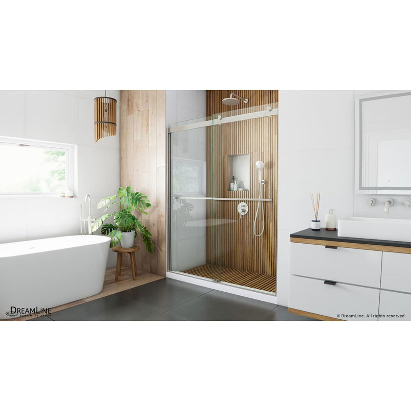 Sapphire 76" High x 60" Wide Bypass Semi Frameless Shower Door with Clear Glass - image 2
