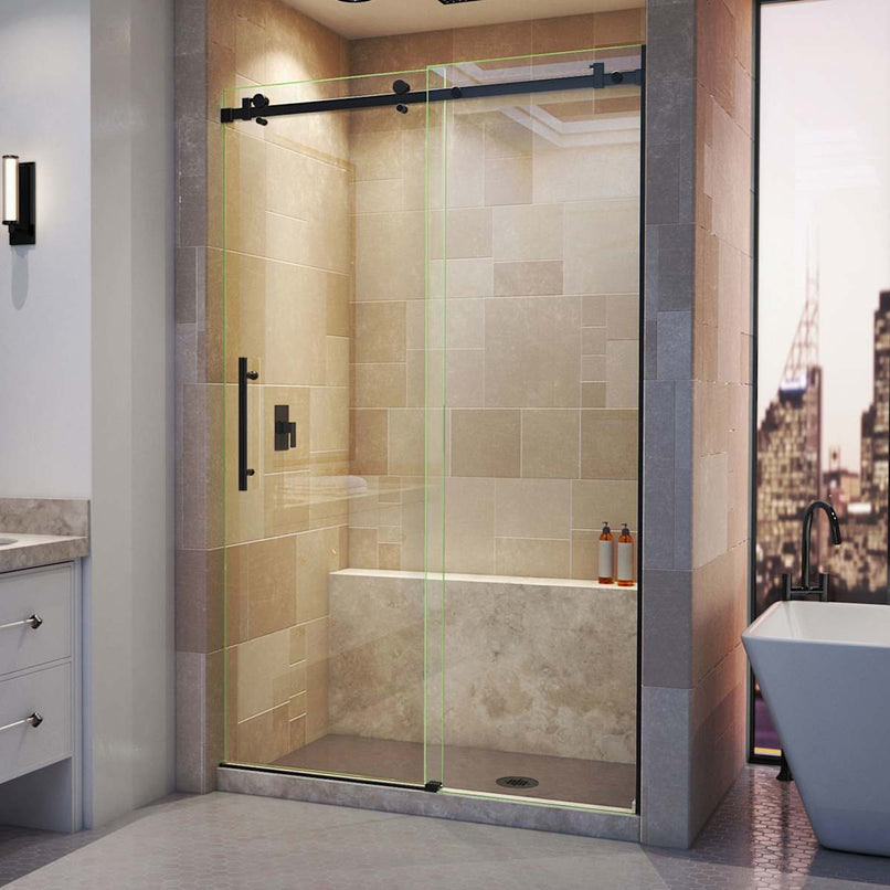 Enigma Air 76" High x 48" Wide Sliding Frameless Shower Door with Clear Glass - image 1