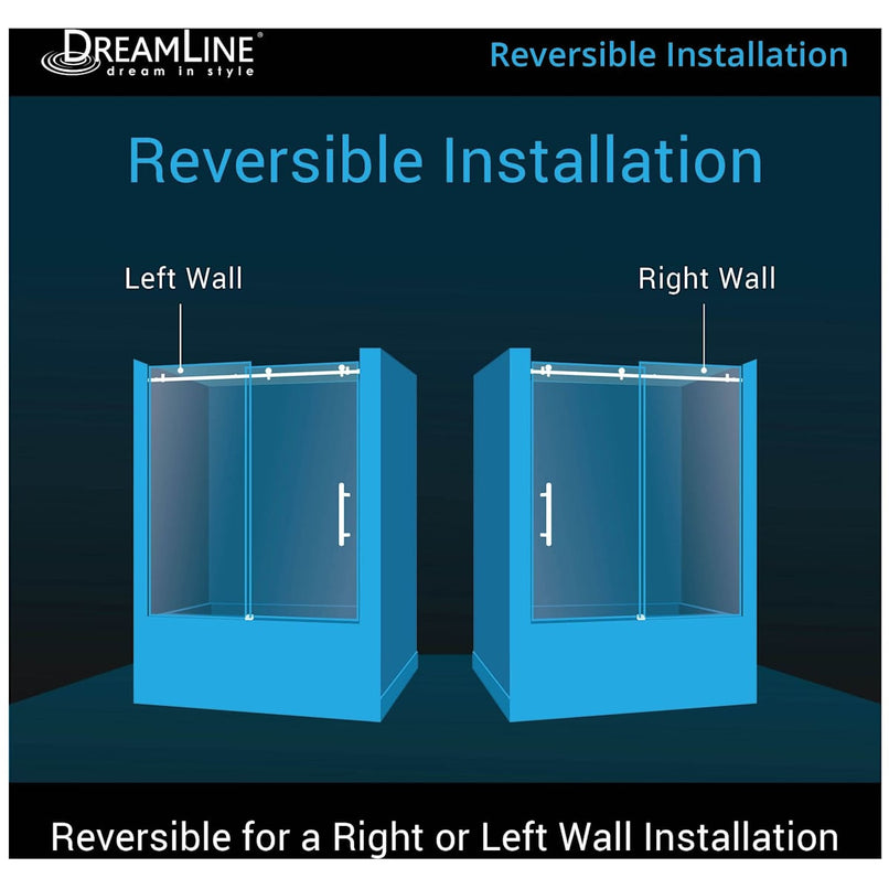 Enigma Air 62" High x 60" Wide Sliding Frameless Tub Door with Clear Glass - image 3