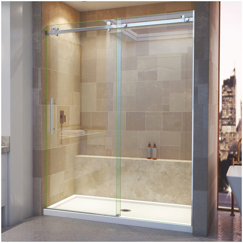 Enigma Air 76" High x 60" Wide Sliding Frameless Shower Door with Clear Glass - image 1