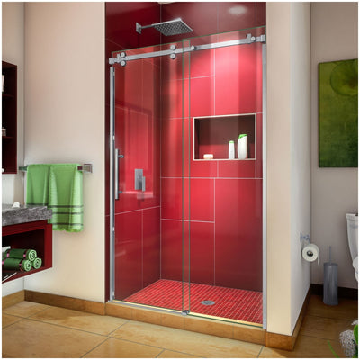 Enigma Sky 76" High X 48" Wide Sliding Frameless Shower Door with Clear Glass - image 1