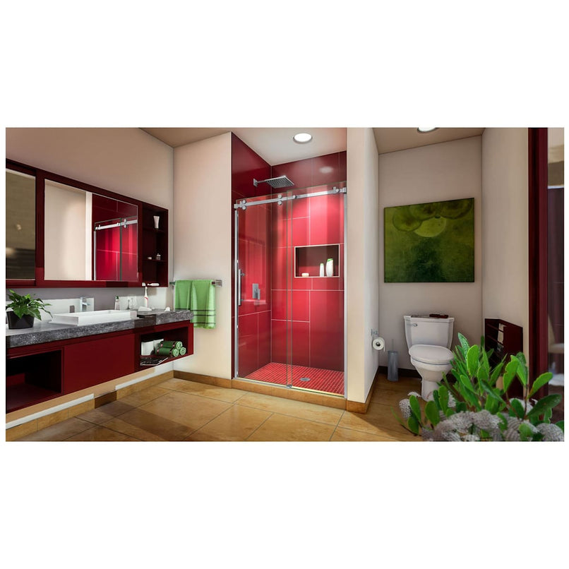 Enigma Sky 76" High X 48" Wide Sliding Frameless Shower Door with Clear Glass - image 5