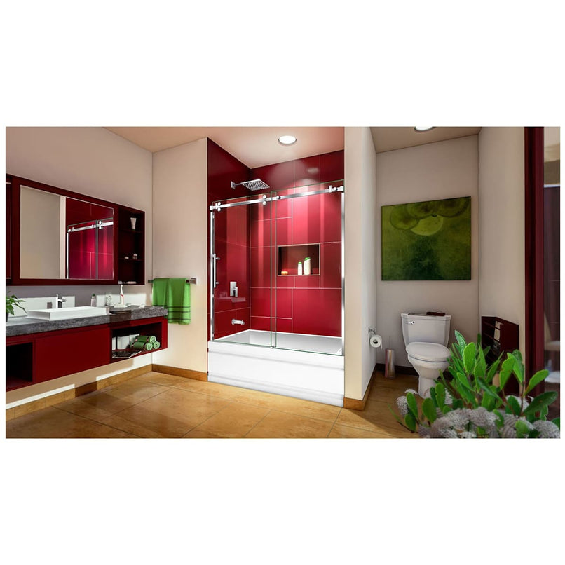 Enigma Sky 62" High x 60" Wide Sliding Frameless Shower Door with Clear Glass - image 2