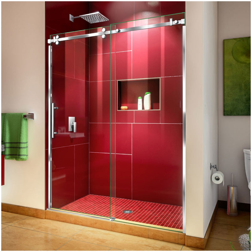 Enigma Sky 76" High x 60" Wide Sliding Frameless Shower Door with Clear Glass - image 1