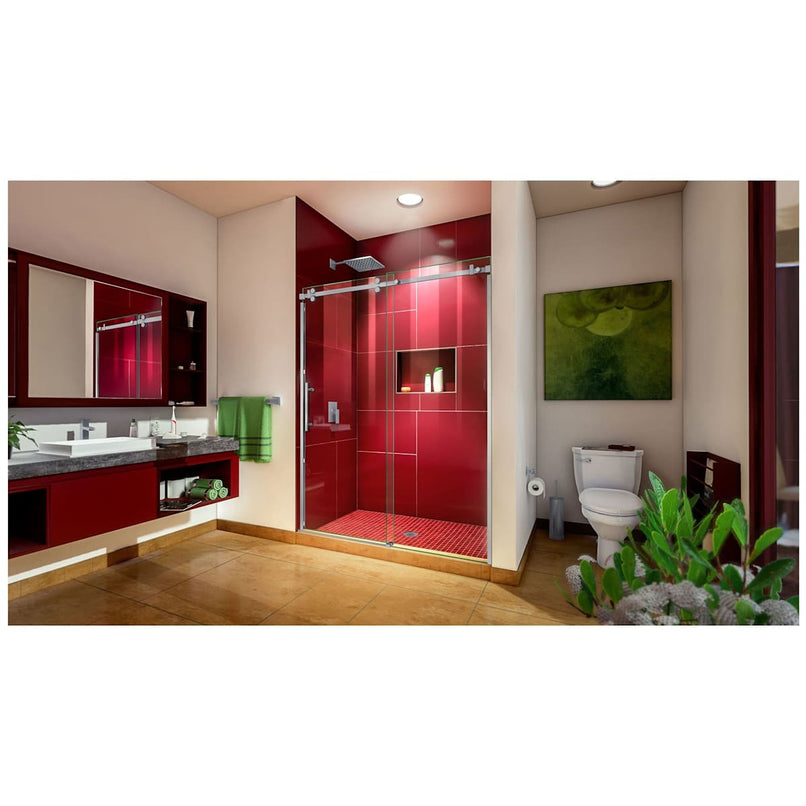 Enigma Sky 76" High x 60" Wide Sliding Frameless Shower Door with Clear Glass - image 5