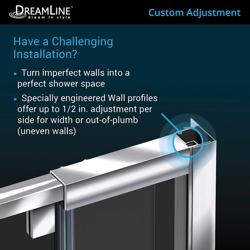 Flex 34-1/2" D x 38 - 42" W x 72" H Semi-Frameless Pivot Shower Enclosure - image 2
