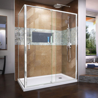 Flex 34-1/2" D x 50 - 54" W x 72" H Semi-Frameless Pivot Shower Enclosure - image 1