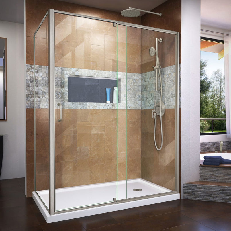 Flex 34 1/2" D x 56-60" W x 72" H Semi Frameless Pivot Shower Enclosure - image 1
