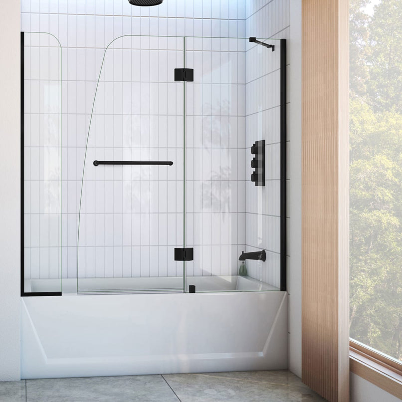 Aqua 56 - 60" W x 58" H Frameless Hinged Tub Door with Extender Panel - image 1