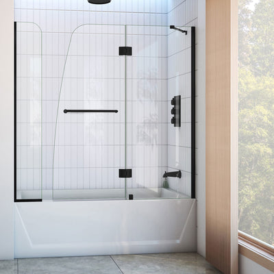 Aqua 56 - 60" W x 58" H Frameless Hinged Tub Door with Extender Panel - image 1