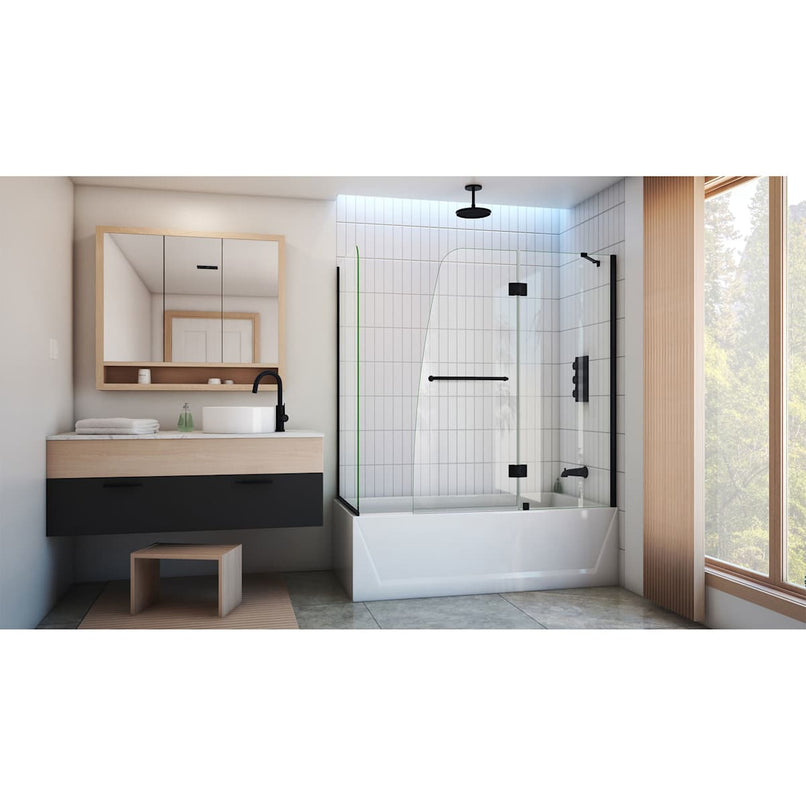 Aqua 56 - 60" W x 30" D x 58 " H Frameless Hinged Tub Door with 30 " Return Panel - image 8