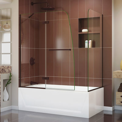 Aqua Ultra 58" High x 60" Wide Hinged Frameless Tub and Shower Screen with Tempered Glass - image 1