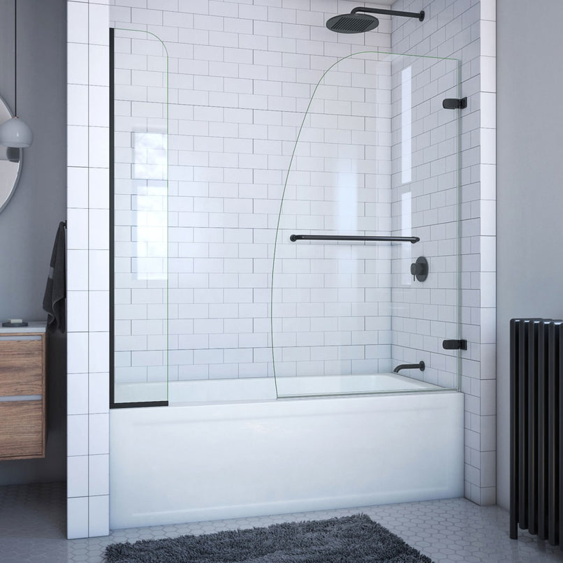 Aqua Uno 56 - 60" W x 58" H Frameless Hinged Tub Door with Extender Panel - image 1