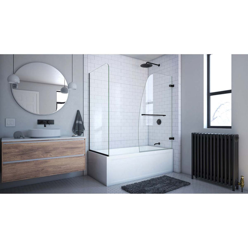 Aqua Uno 56 - 60" W x 30 " D x 58" H Frameless Hinged Tub Door with Return Panel - image 8