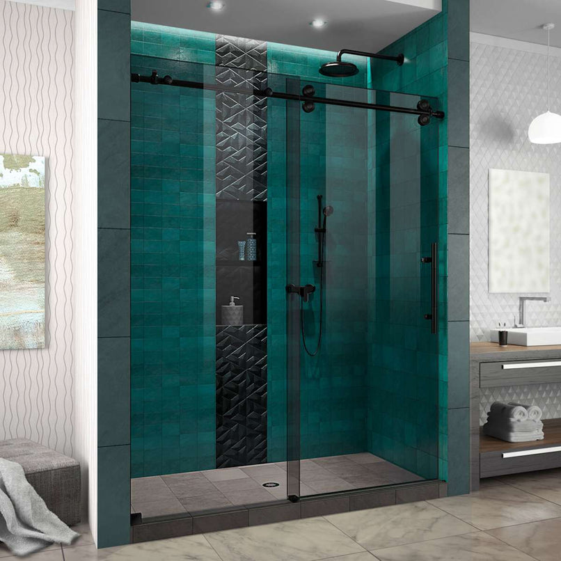 Enigma-XO 76" High x 60" Wide Sliding Frameless Shower Door with Clear Glass - image 1