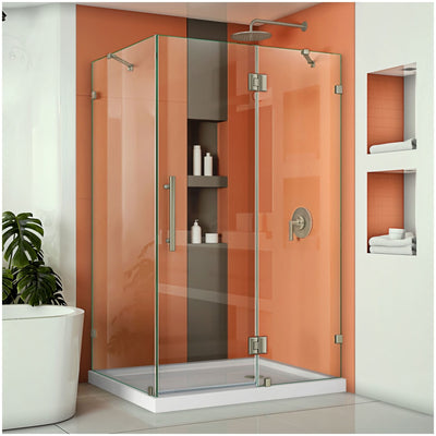 Quatra Lux 72" High x 46-5/16" Wide x 34-5/16" Deep Hinged Frameless Shower Enclosure with Clear Glass - image 1