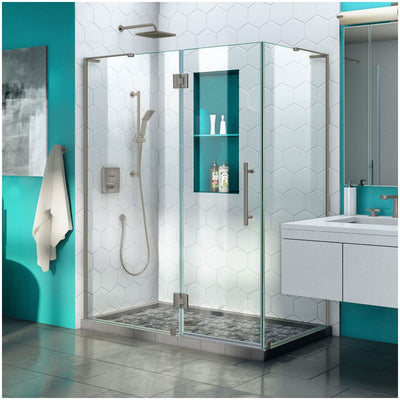 Quatra Plus 72" High x 46-3/8" Wide x 32-1/8" Deep Hinged Frameless Shower Enclosure with Clear Glass - image 1