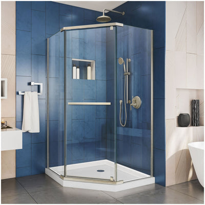 Prism 72" High x 39" Wide x 38-1/8" Deep Pivot Frameless Shower Enclosure with Clear Glass - image 1