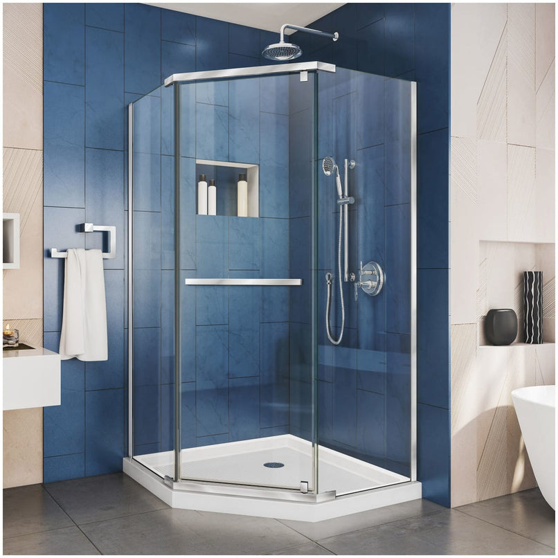 Prism 72" High x 41" Wide x 40-1/8" Deep Pivot Frameless Shower Enclosure with Clear Glass - image 1