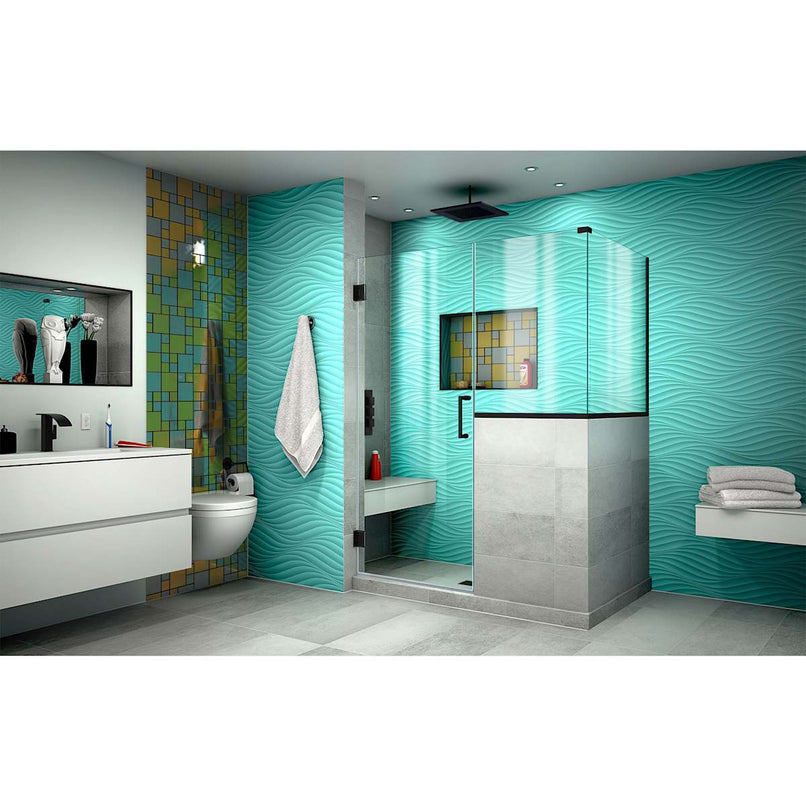 Unidoor Plus 72" High x 48" Wide x 36-3/8" Deep Hinged Frameless Shower Enclosure with Clear Glass and 34" x 36" Buttress Panel - image 7