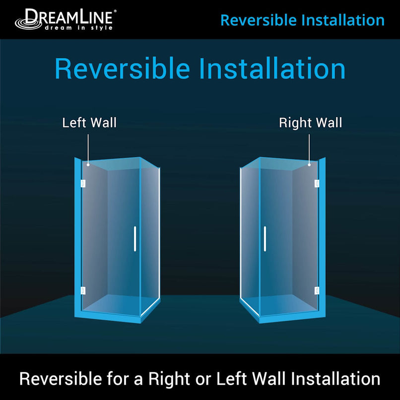 Unidoor Plus 72" High x 30-3/8" Wide x 30" Deep Hinged Frameless Shower Enclosure with Clear Glass - image 3