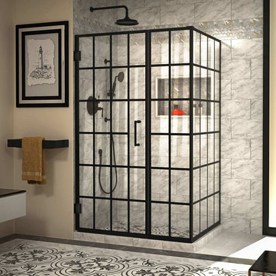 Unidoor Toulon 72" High x 45-7/8" Wide x 34-3/8" Deep Hinged Frameless Shower Enclosure with Clear Glass - image 1
