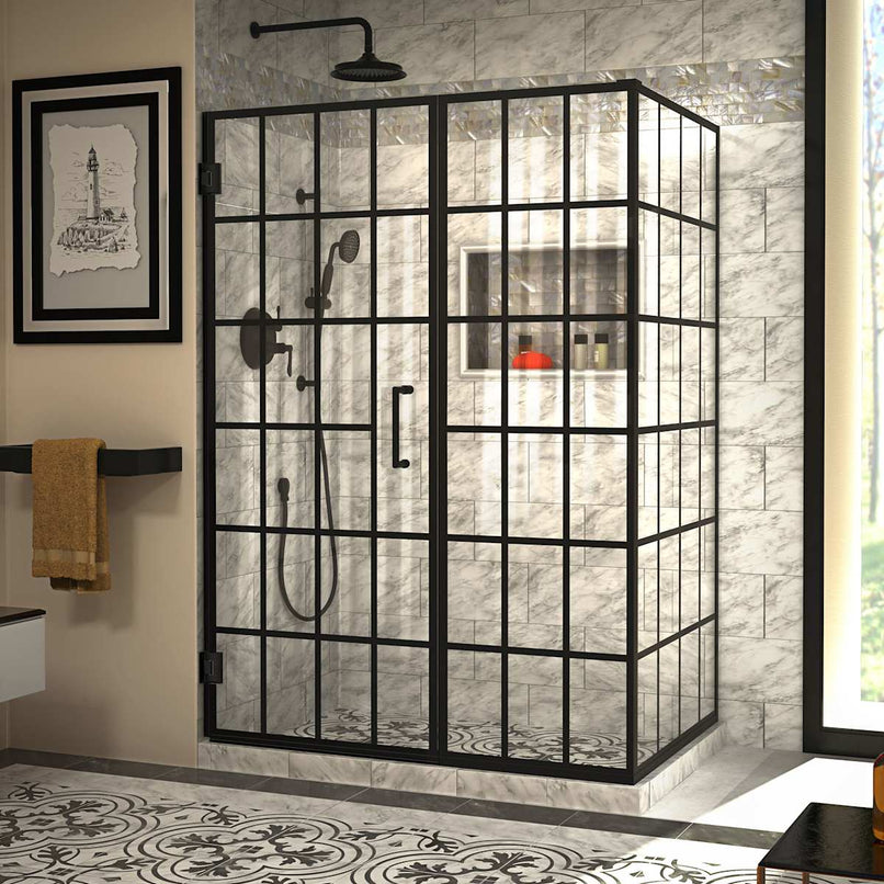 Unidoor Toulon 72" High x 51-7/8" Wide x 34-3/8" Deep Hinged Frameless Shower Enclosure with Clear Glass - image 1