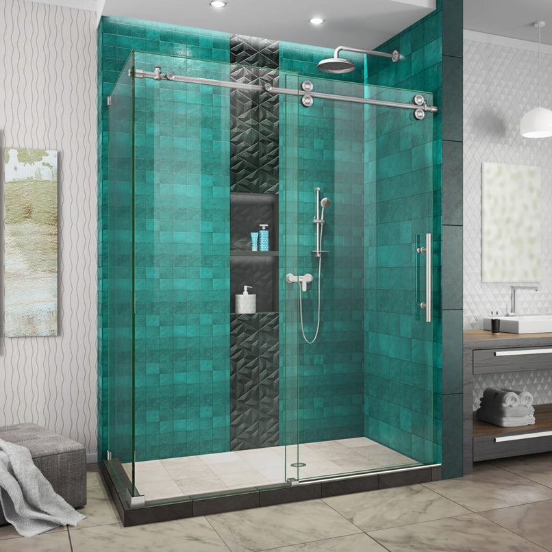 Enigma-XO 32 1/2" D x 56 3/8 - 60 3/8" W x 76" H Fully Frameless Sliding Shower Enclosure - image 1