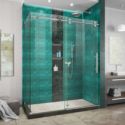 Enigma-XO 32 1/2" D x 56 3/8 - 60 3/8" W x 76" H Fully Frameless Sliding Shower Enclosure - image 1