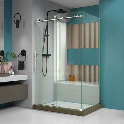 Enigma-X 76" High x 49" Wide x 34-1/2" Deep Sliding Frameless Shower Enclosure with Clear Glass - image 1