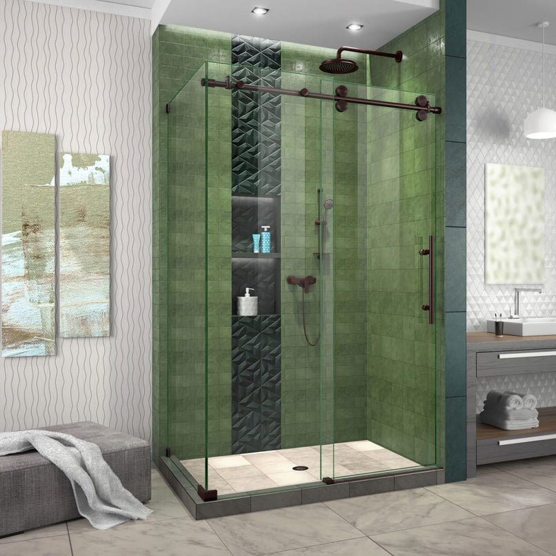 Enigma-XO 34 1/2" D x 44 3/8 - 48 3/8" W x 76" H Fully Frameless Sliding Shower Enclosure - image 1