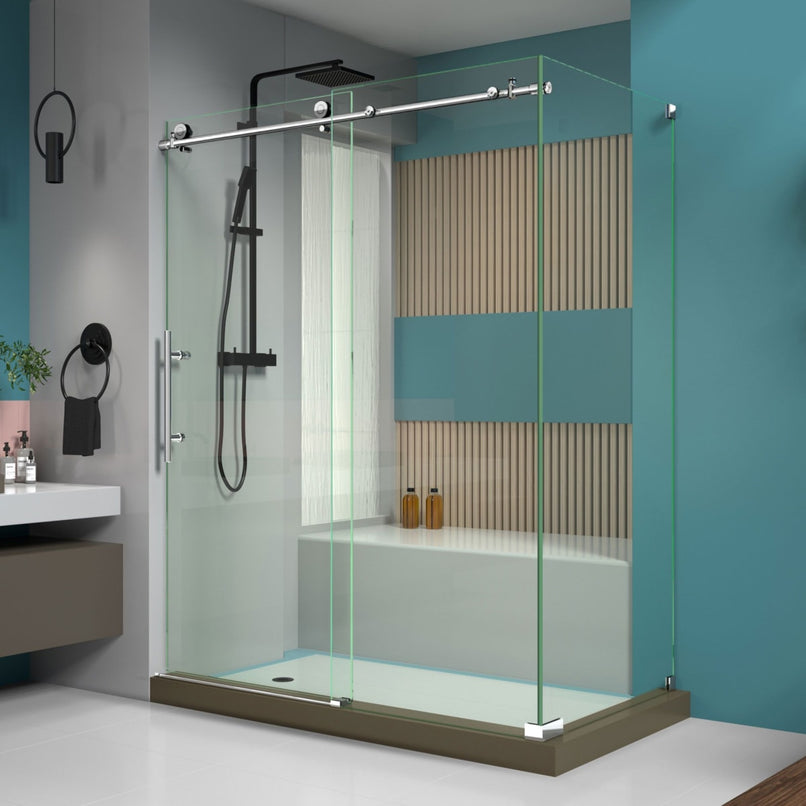 Enigma-X 76" High x 61" Wide x 34-1/2" Deep Sliding Frameless Shower Enclosure with Clear Glass - image 1