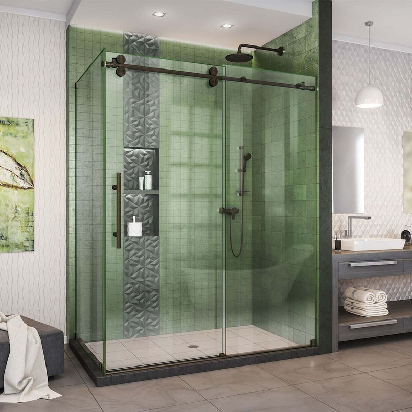 Enigma-XO 34 1/2" D x 56 3/8 - 60 3/8" W x 76" H Fully Frameless Sliding Shower Enclosure - image 6