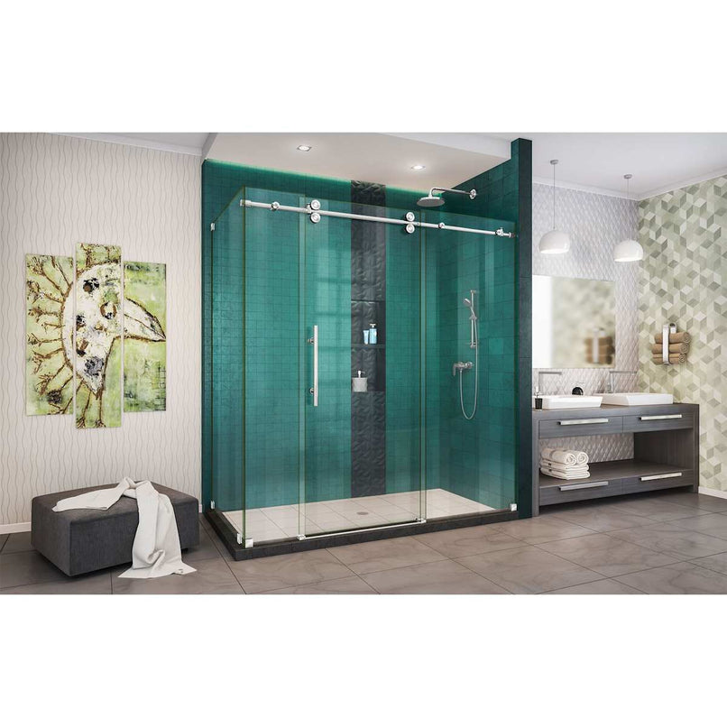 Enigma-XO 34 1/2" D x 68 3/8 - 72 3/8" W x 76" H Fully Frameless Sliding Shower Enclosure - image 5