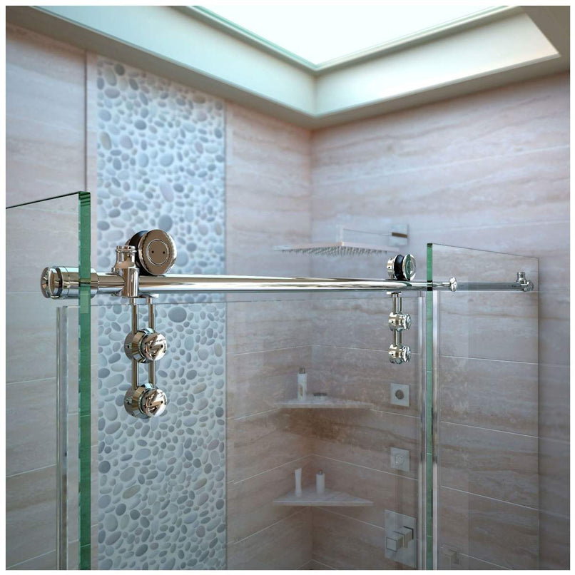 Enigma-Z 76" High x 61" Wide x 34-1/2" Deep Sliding Frameless Shower Enclosure with Clear Glass - image 5
