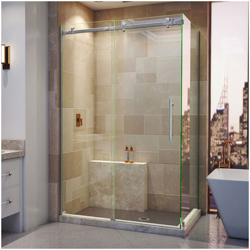 Enigma Air 76" High x 48-3/8" Wide x 34-3/4" Deep Sliding Frameless Shower Enclosure with Clear Glass - image 1