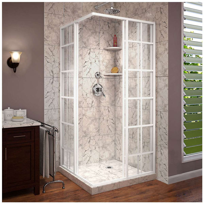 French Corner 72" High x 34-1/2" Wide x 34-1/2" Deep Sliding Framed Shower Enclosure with Clear Glass - image 12