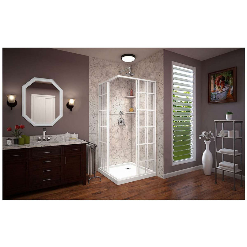 French Corner 72" High x 34-1/2" Wide x 34-1/2" Deep Sliding Framed Shower Enclosure with Clear Glass - image 16