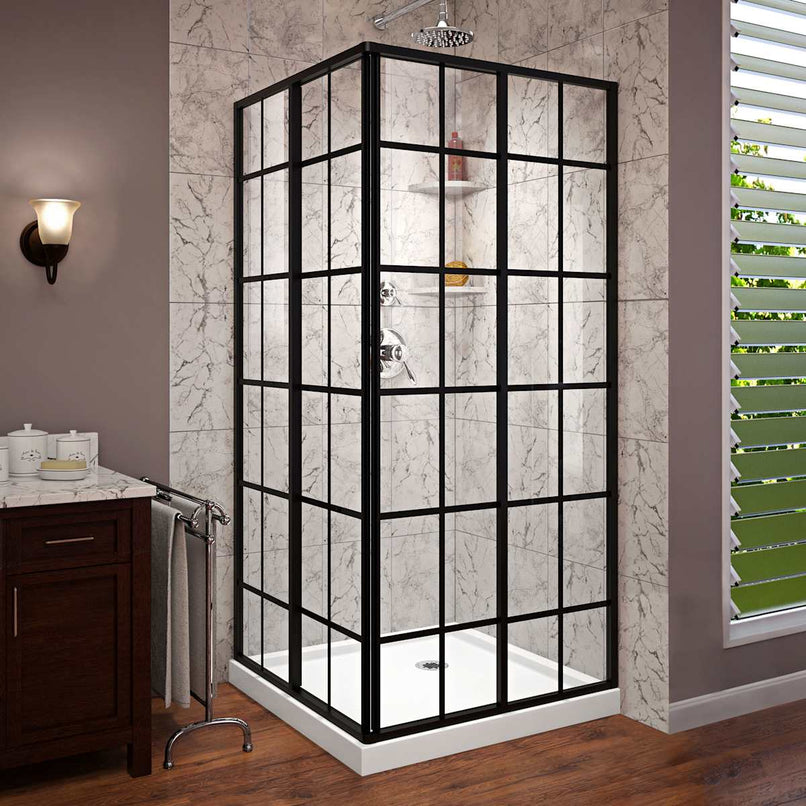 French Corner 72" High x 34-1/2" Wide x 34-1/2" Deep Sliding Framed Shower Enclosure with Clear Glass - image 4