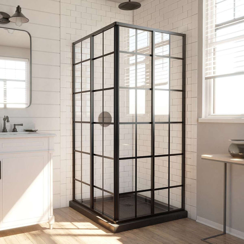 French Corner 72" High x 40-7/16" Wide x 40-7/16" Deep Sliding Framed Shower Enclosure with Patterned Glass - image 2