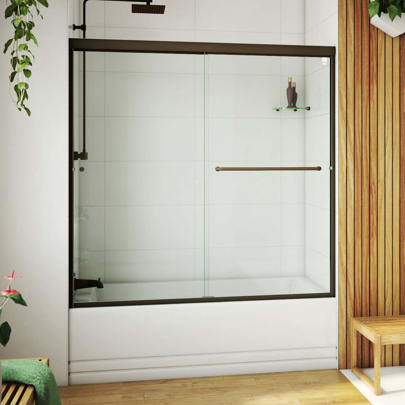 Alliance Pro LT 57-3/8" High x 60" Wide Bypass Semi Frameless Tub Door with Clear Glass - image 2