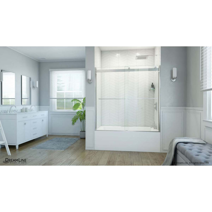 Essence-H 60" High x 56, 57, 58, 59, 60" Wide Bypass Semi Frameless Tub Door - image 2