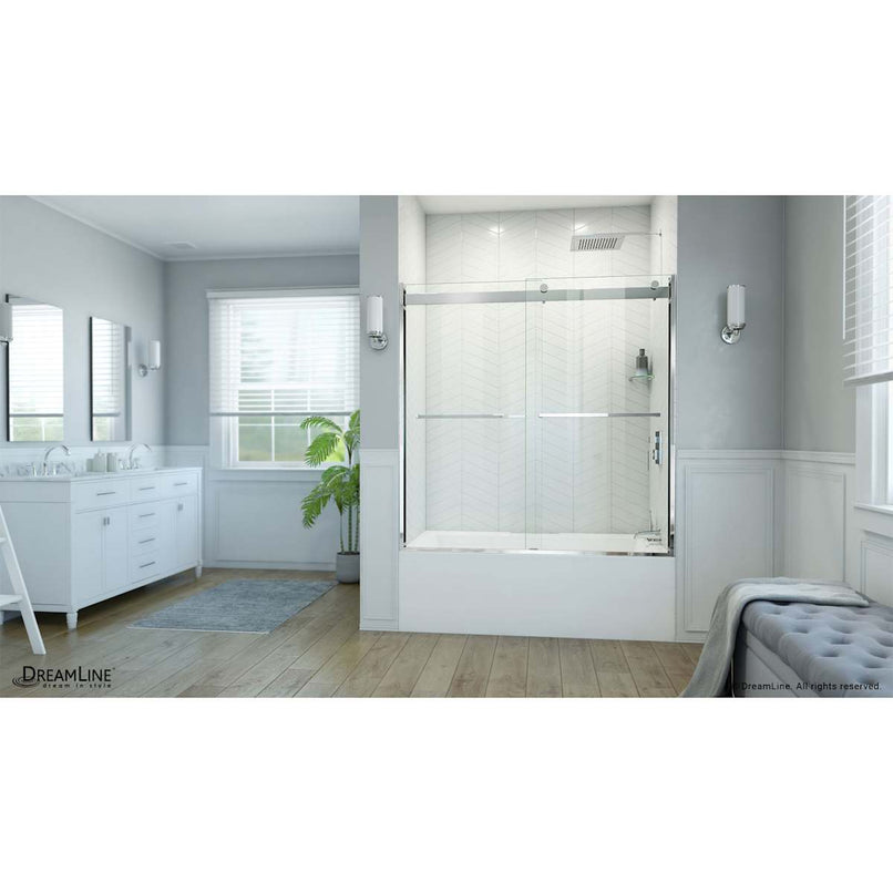 Essence-H 60" High x 56, 57, 58, 59, 60" Wide Bypass Semi Frameless Tub Door - image 6