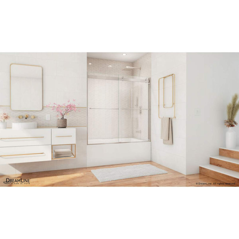 Essence 60" High x 56, 57, 58, 59, 60" Wide Bypass Frameless Tub Door - image 2